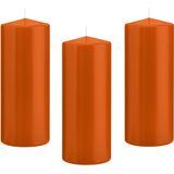 8x Oranje cilinderkaarsen/stompkaarsen 8 x 20 cm 119 branduren - Geurloze kaarsen oranje - Stompkaarsen