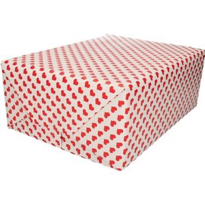Moederdag inpakpapier/cadeaupapier rode hartjes print 200 x 70 cm rol - Kadopapier / cadeaupapier voor mama