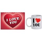 I Love You koffie/thee mok en valentijnskaart - Valentijnsdag cadeaus