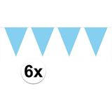 6x vlaggenlijn / slinger baby blauw 10 meter - totaal 60 meter - slingers