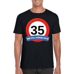 35 jaar and still looking good t-shirt zwart - heren - verjaardag shirts