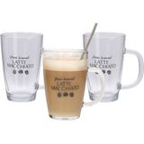 Set van 4x latte Macchiato glazen inclusief lepels 300 ml - Koffie glazen - Cappuccino glazen
