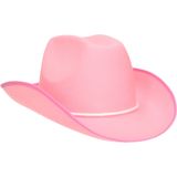 6x stuks roze vilten cowboyhoed voor volwassenen - Verkleedhoeden