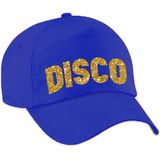 Bellatio Decorations Disco verkleed pet/cap voor volwassenen - goud glitter - unisex - blauw