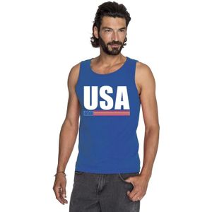 Blauw USA supporter mouwloos shirt heren - Amerika singlet shirt/ tanktop