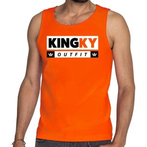 Oranje Kingky outfit tanktop / mouwloos shirt - Singlet voor heren - Koningsdag kleding