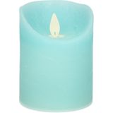 3x Aqua Blauwe LED Kaarsen / Stompkaarsen 10 cm - Luxe Kaarsen Op Batterijen met Bewegende Vlam