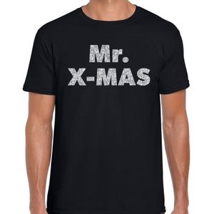 Foute Kerst t-shirt -  Mr. X-mas - Zilveren glitter letters / zwart voor heren - kerstkleding / Christmas outfit