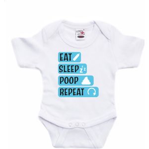 Bellatio Decorations Baby rompertje - eat sleep poop repeat - blauw - kraam cadeau