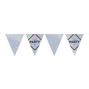 Vlaggenlijn Lets party feest slinger holografisch 10 meter - Disco/glitter party decoratie