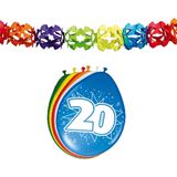 Folat Party 20e jaar verjaardag feestartikelen versiering - 16x ballonnen/2x slingers van 6 meter