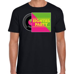 Bellatio Decorations Disco verkleed T-shirt heren - 80s party - zwart - jaren 80 feest - carnaval