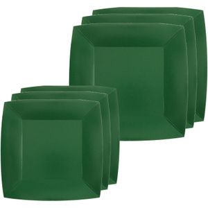 Santex Feest/verjaardag bordjes set - 40x stuks - donker groen - 18 cm en 23 cm
