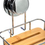 Set van 2x stuks zeepbakje/zeephouder bamboe hout met zuignap - Toilet/badkamer rekjes