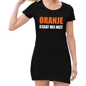 Zwart  jurkje met Oranje staat mij niet  dames - Zwart Koningsdag kleding