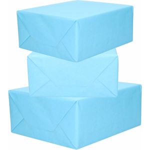 3x Rollen kraft inpakpapier lichtblauw  200 x 70 cm - cadeaupapier / kadopapier / boeken kaften