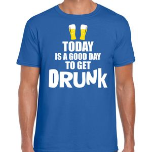 Blauw fun t-shirt good day to get drunk  - heren -  Drank / festival shirt / outfit / kleding