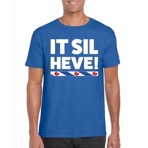 Blauw t-shirt met Friese uitspraak It Sil Heve heren - Fryslan elfstedentocht shirts