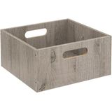 Set van 2x stuks opbergmand/kastmand 14 liter grijs/greywash van hout 31 x 31 x 15 cm - Opbergboxen - Vakkenkast manden