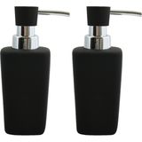 MSV Zeeppompje/dispenser - 2x - Haiti - keramiek - zwart/zilver - 6 x 15 cm - 240 ml