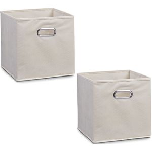 4x Beige opbergmanden/kastmanden 32 x 32 cm - Zeller - Woondecoratie/accessoires - Kinderkamer manden - Speelgoed manden - Decoratiemanden - Opbergmanden/opruimmanden - Opbergers