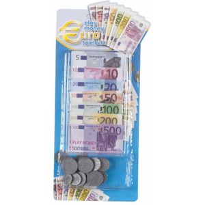 Voordeelset van 20x stuks speelgoed kassa Euro speelgeld 90 delig - Speelgoed munten en biljetten