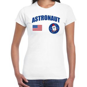 Astronaut met stuur verkleed t-shirt wit voor dames - Ruimtevaart/ruimte carnaval / feest shirt kleding / kostuum