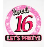 Huldeschild stopbord Sweet 16 50 cm - Verjaardag - Versiering / cadeau - Sweet 16 versiering feestartikelen