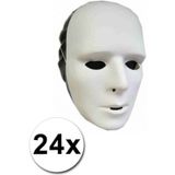 24 witte grimeer maskers van plastic