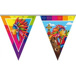 Indianen kinder verjaardag thema vlaggenlijn 10 meter - Feestartikelen/versiering