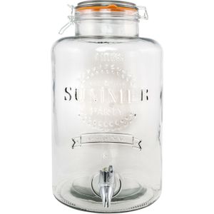 Chaks Drank dispenser/limonadetap - met tapje - 8 liter - glas - H36 x D22 cm