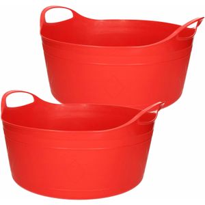 Excellent Houseware Flexibele emmer - 3x - rood - 15 liter - kunststof - 39 x 17 cm