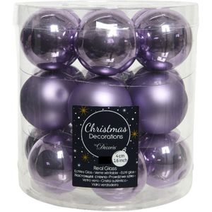 36x stuks kleine kerstballen heide lila paars van glas 4 cm - mat/glans - Kerstboomversiering