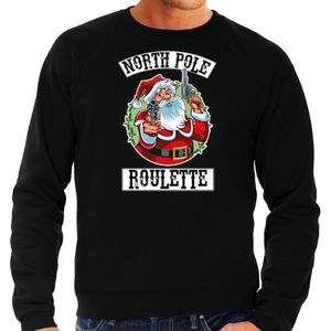 Grote maten foute Kerstsweater / Kerst trui Northpole roulette zwart voor heren - Kerstkleding / Christmas outfit