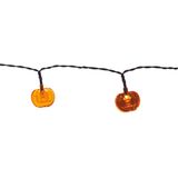 Halloween deco LED verlichting/lampjes pompoenen - 2x - op batterijen - 115 cm - griezel uitstraling