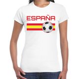 Espana / Spanje voetbal / landen t-shirt met voetbal en Spaanse vlag - wit - dames -  Spanje landen shirt / kleding - EK / WK / Voetbal shirts