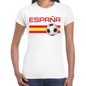 Espana / Spanje voetbal / landen t-shirt met voetbal en Spaanse vlag - wit - dames -  Spanje landen shirt / kleding - EK / WK / Voetbal shirts