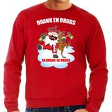 Foute Kerstsweater / Kerst trui Drank en drugs rood voor heren - Kerstkleding / Christmas outfit