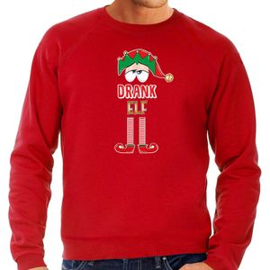 Bellatio Decorations foute kersttrui/sweater heren - Drank Elf - rood - Kerst elfje