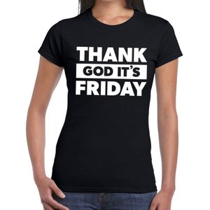 Thank god it is friday tekst t-shirt zwart dames - dames shirt Thank god it's friday
