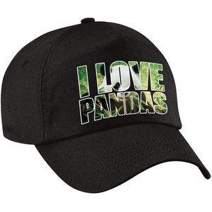 I love pandas pet / baseball cap zwart voor jongens en meisjes - reuzenpanda / pandabeer - dierenpetten / natuurliefhebber petten