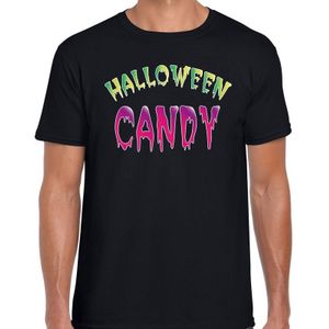 Halloween candy snoepje verkleed t-shirt zwart voor heren - horror shirt / kleding / kostuum