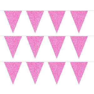 3x Roze glitter vlaggenlijnen / slingers 6 meter