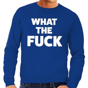 What the Fuck tekst sweater blauw heren - heren trui What the Fuck