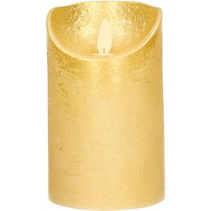1x Gouden LED kaarsen / stompkaarsen 12,5 cm - Luxe kaarsen op batterijen met bewegende vlam