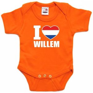 Koningsdag Oranje I love Willem rompertje baby - oranje babykleding