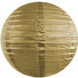 Set van 10x stuks luxe bol vorm feest lampionnen goud 35 cm - Gouden versieringen en feestartikelen