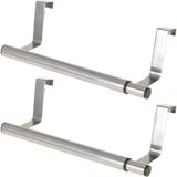 Set van 2x stuks RVS kapstok deurhangers uitschuifbaar 40 cm - 25 tot 40 cm