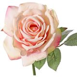 Top Art Kunstbloem Roos de luxe - 5x - roze - 30 cm - kunststof steel - decoratie bloemen