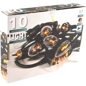 Vlamverlichting lichtsnoer met 10 flame effect lampjes 150 cm - Feestverlichting/sfeerverlichting/kerstverlichting
